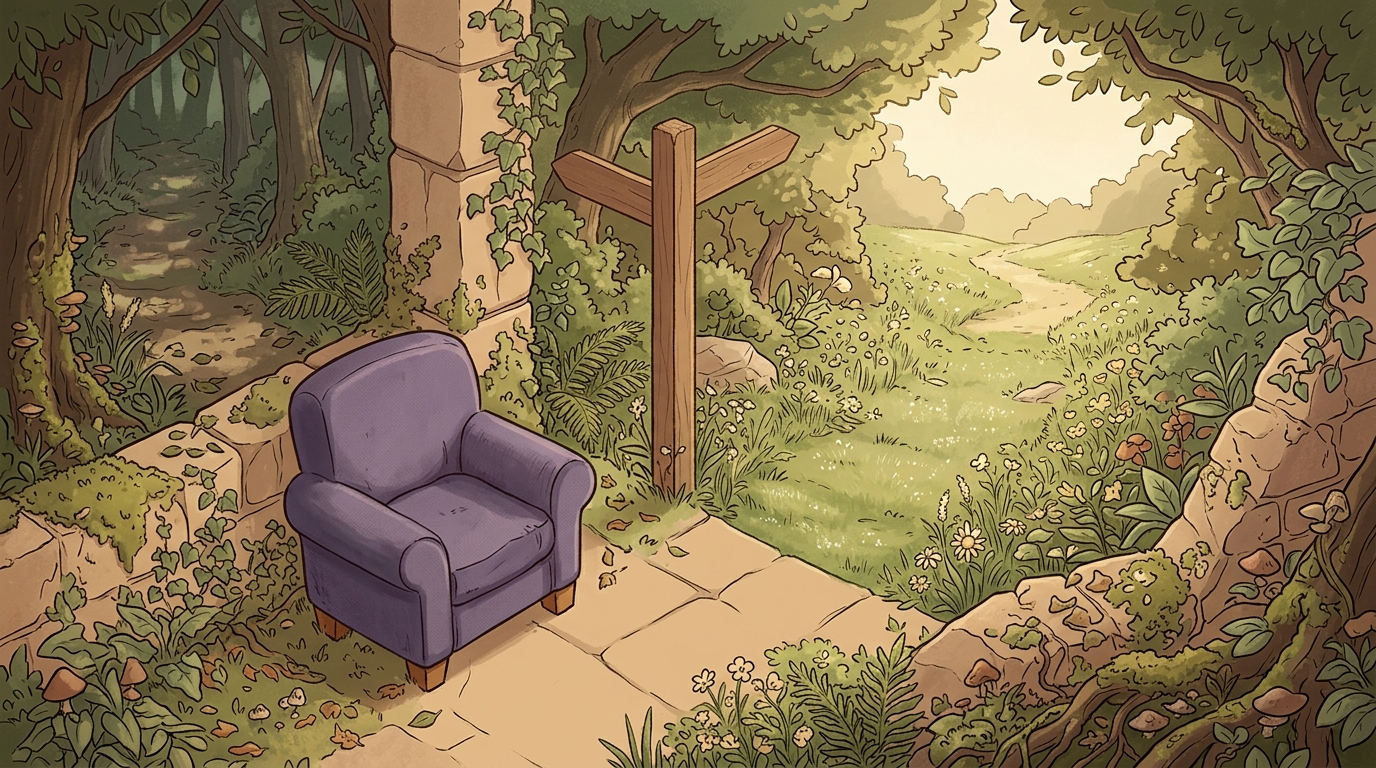 Two paths diverging in a woodland, both welcoming
